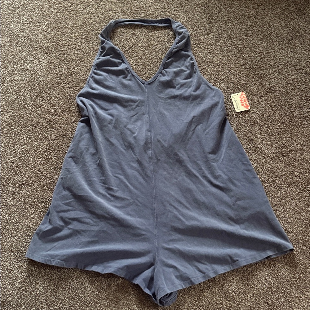 FP Movement by Free People Womens Hot Shot Halter Romper in Blue Indigo Size M - Picture 4 of 7